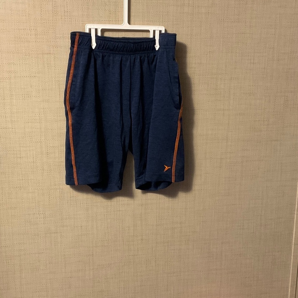Old Navy Men's Navy Athletic Shorts with Orange Stripes